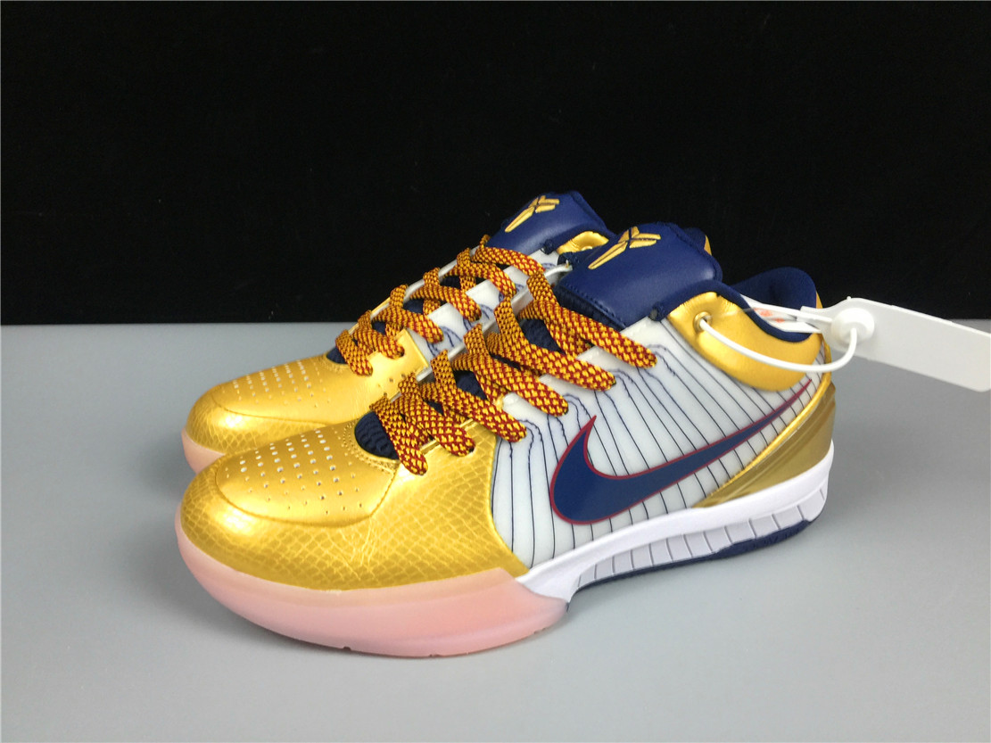 Nike Zoom Kobe 4 Gold Medal Blue White Shoes